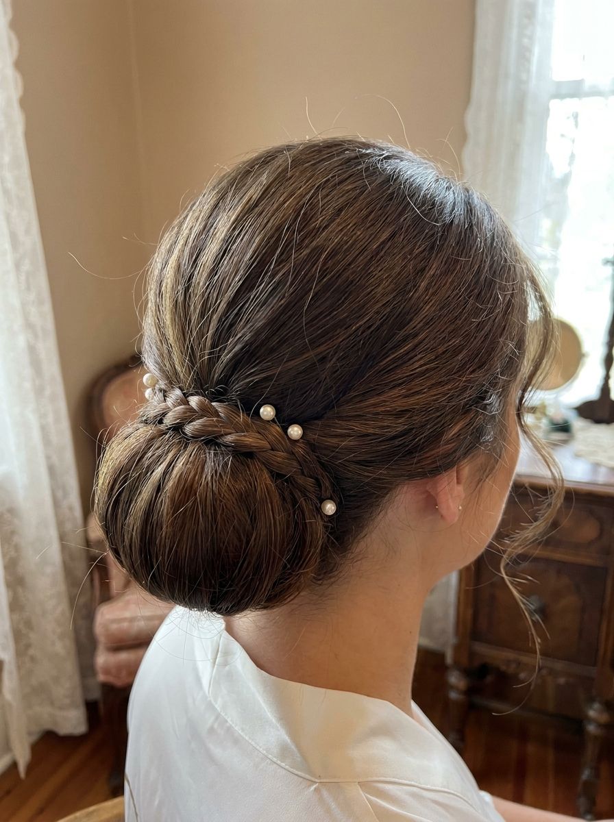 Geflochtener Chignon - Flechtfrisuren Hochzeit
